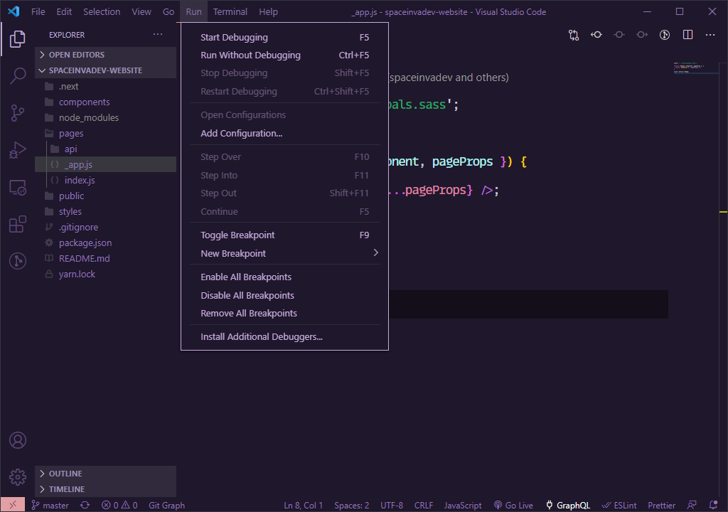 Snapshot of VS Code Editor with AlterNight theme